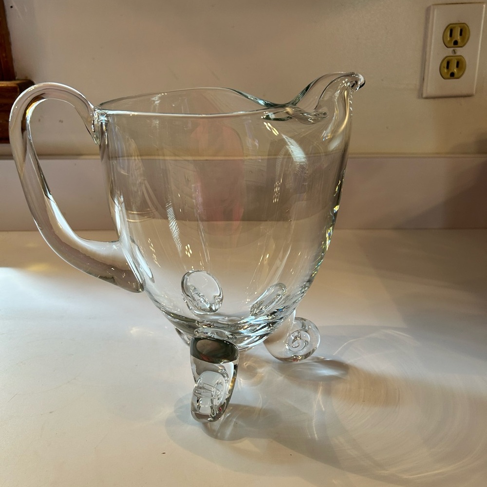 Elegant Clear Glass Pitcher with 3 claw feet